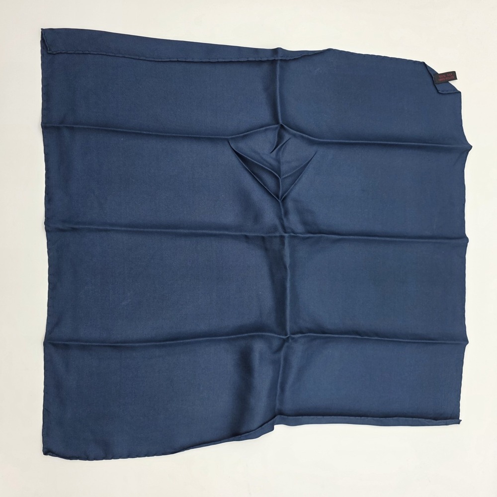 Hand Rolled 100% Silk Pocket Square 17" Navy Blue Mens Formal‎ Wedding